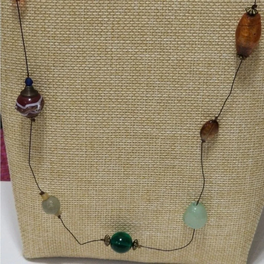 TRESKA beaded long illusion necklace‎ new